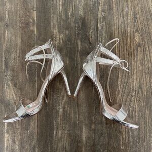 Gianni Bini Gold Metallic Lace-Up Stiletto Sandals